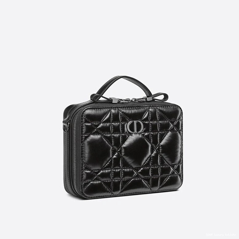 Cheap Box Cannage Caro Black Bag with Calfskin Chain Dior 0708 Luxury